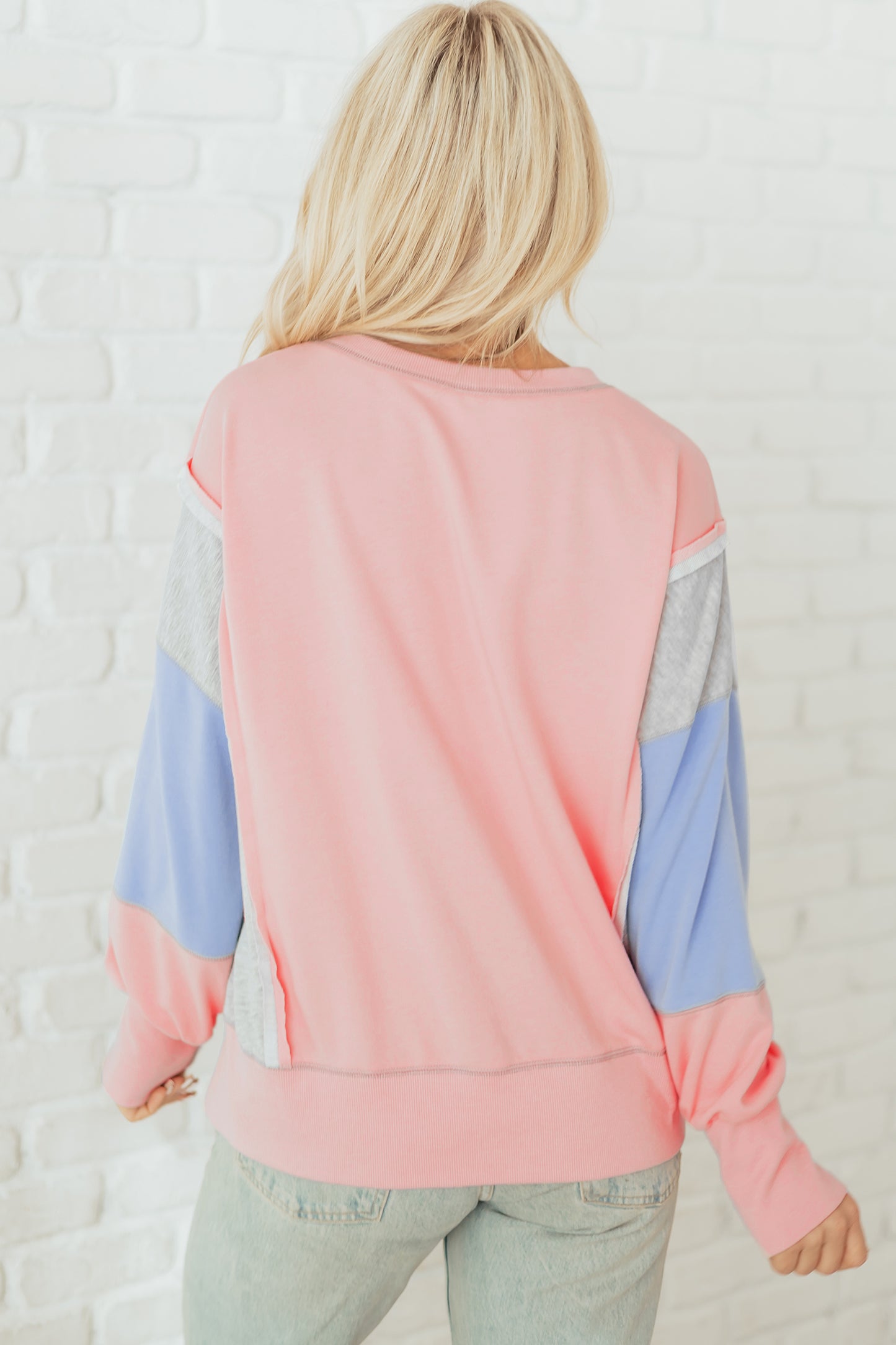 Colorblock Patchwork Reverse Seam Sweatshirt