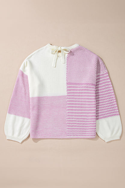 Colorblock Tie Back Sweater