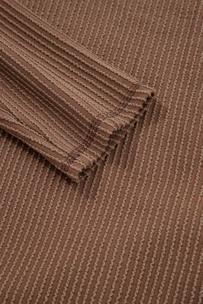 Solid Corded Knit Long Sleeve Top