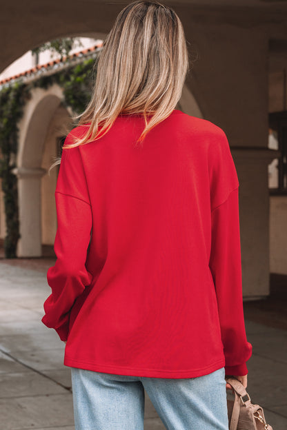 Christmas Tree Plaid Patchwork Drop Shoulder Sweatshirt