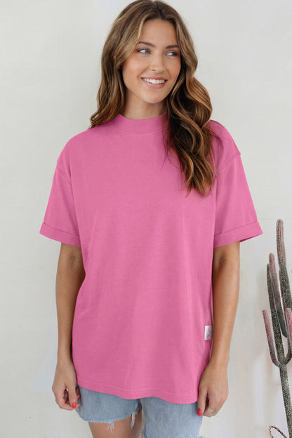 Oversized Solid Color High Neck Tee