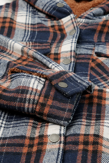 Plaid Sherpa Lined Hooded Shacket