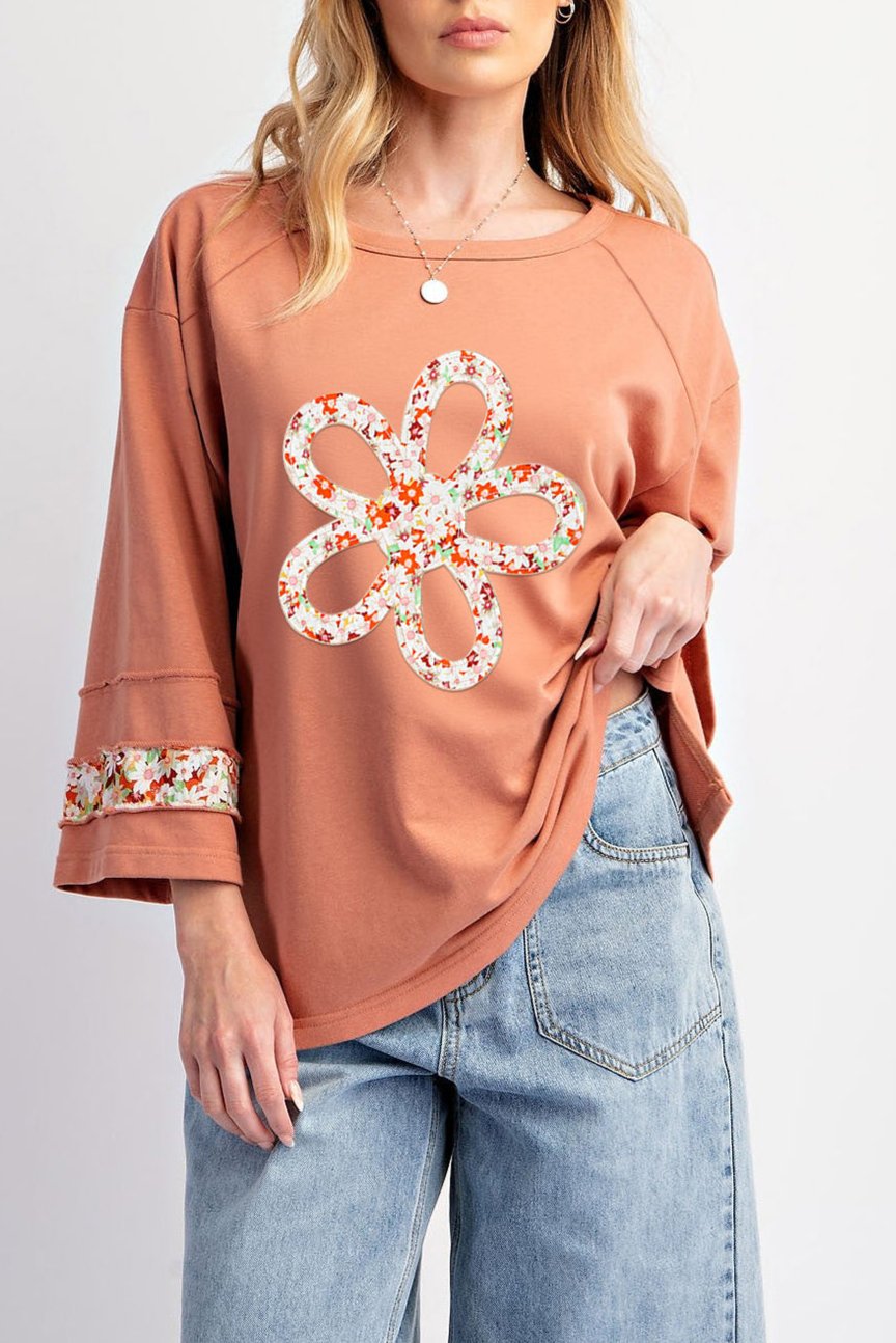 Floral Patchwork Reverse Seam Top