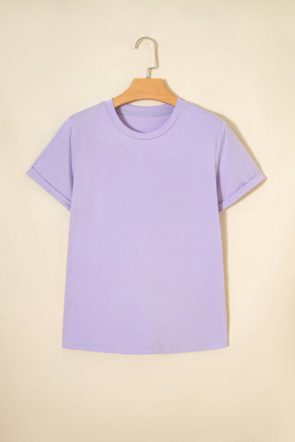 Solid Short Sleeve Crew Neck Tee
