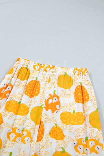 Pumpkin Polka Dot Trim Top & Pants Lounge Set