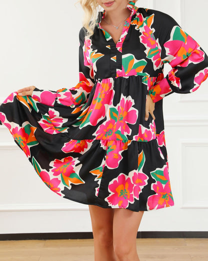 Floral Ruffle Long Sleeve Dress