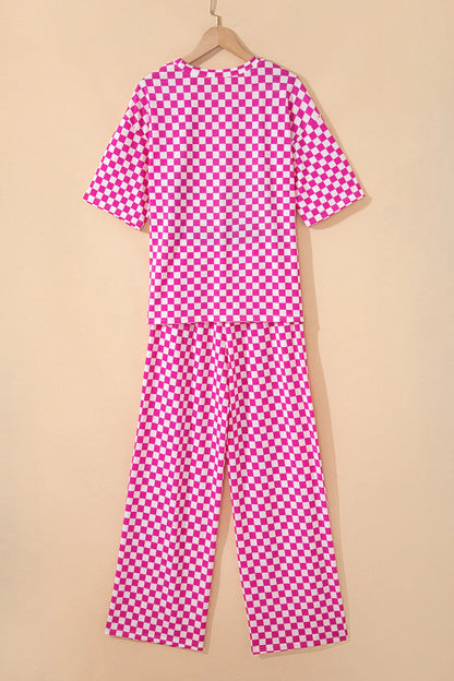 Checker Short Sleeve Tee & Pants Lounge Set
