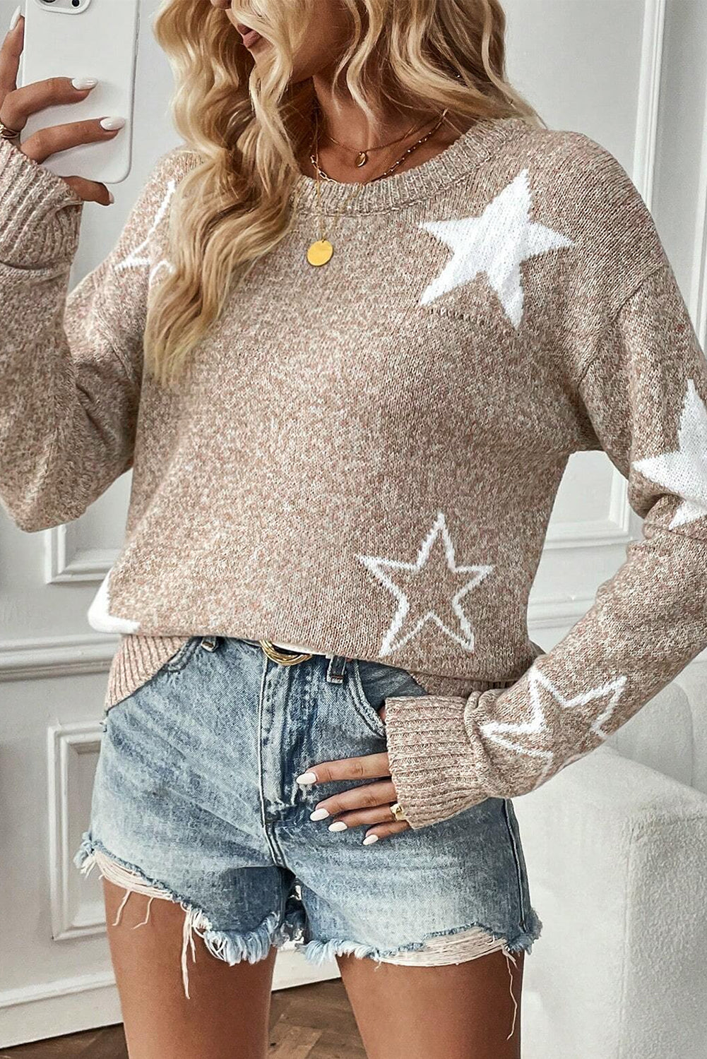 Star Drop Shoulder Sweater