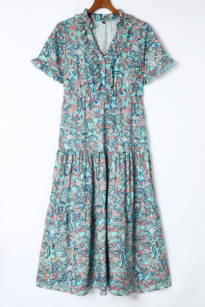 Paisley Ruffle Tiered Maxi Dress