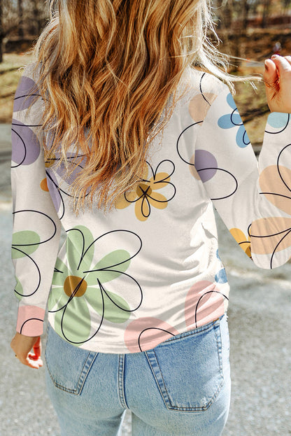 Floral Crewneck Long Sleeve T-Shirt