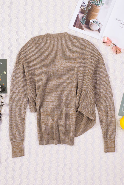 Waffle Knit Wrap V-Neck Sweater