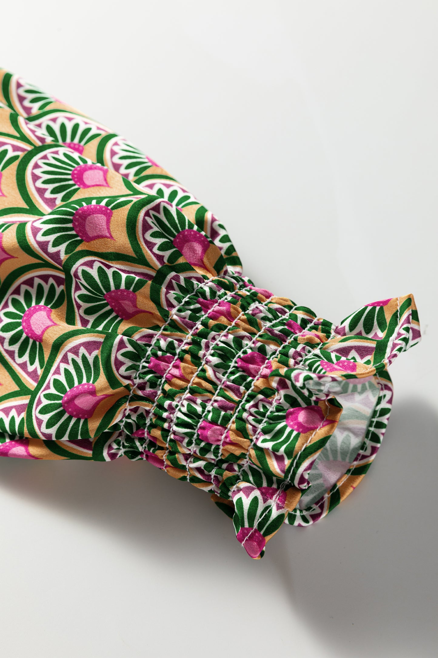 Floral Patchwork Puff Sleeve Sweater