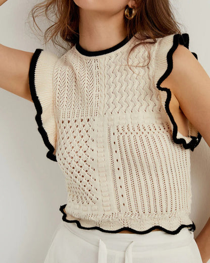 Crochet Eyelet Ruffle Tank Top