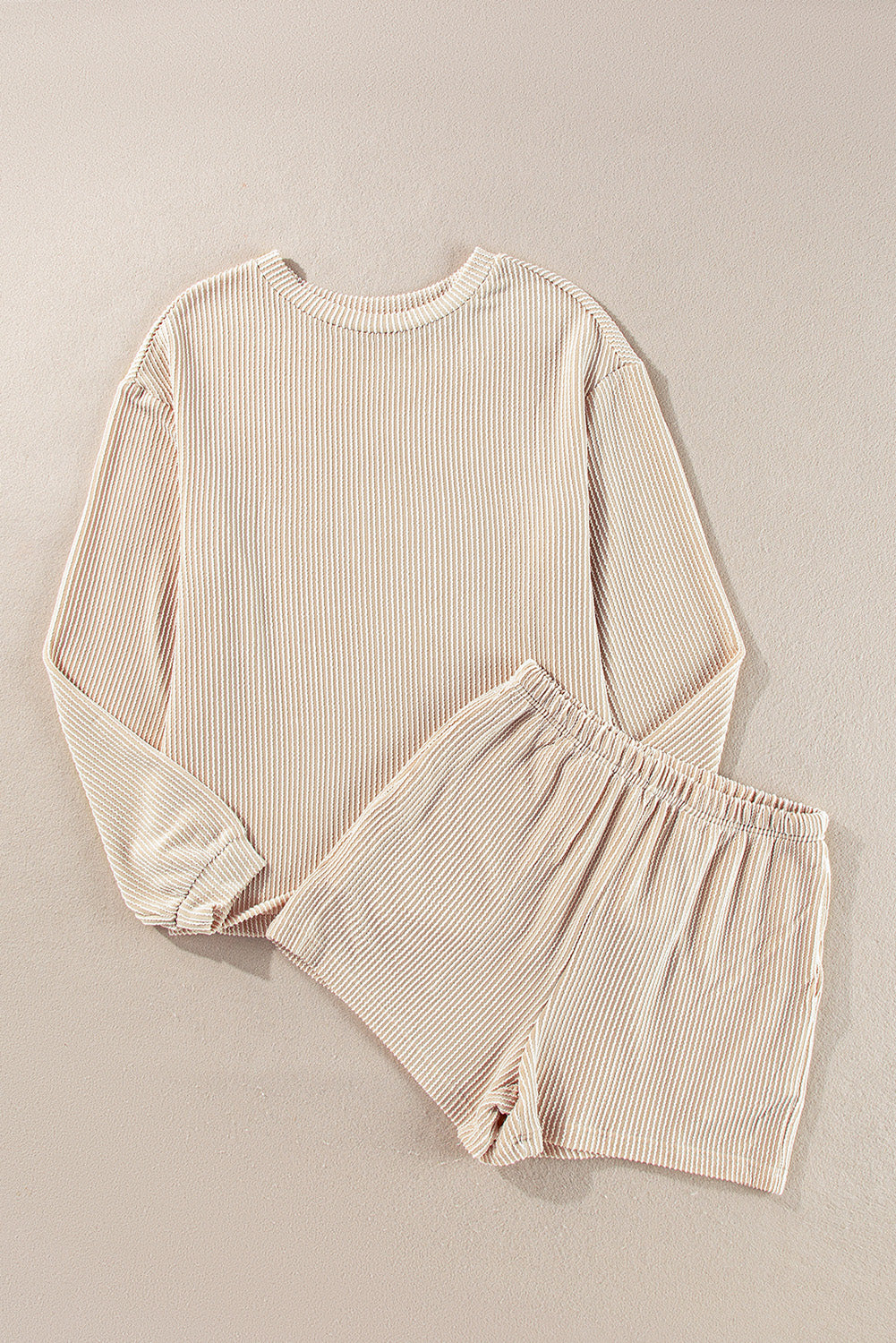 Corded Knit Long Sleeve Top and Shorts Set
