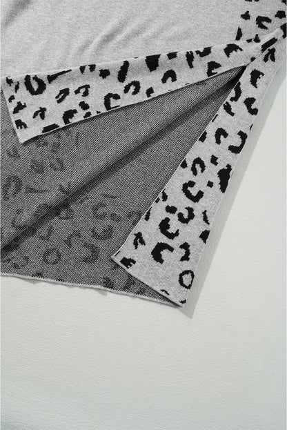 Leopard Mock Neck Side Slit Sweater