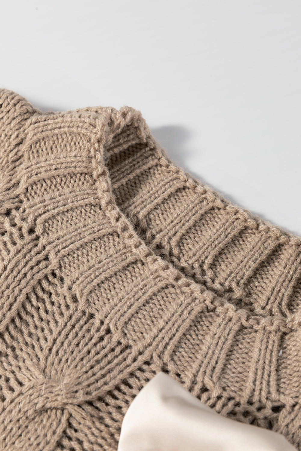 Colorblock Satin Bow Cable Knit Short Sleeve Sweater