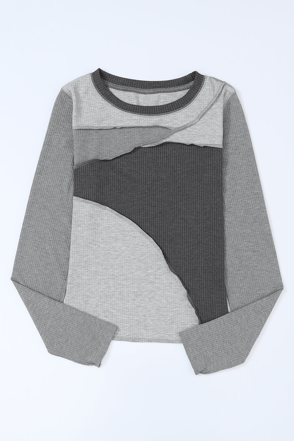 Colorblock Ribbed Reverse Seam Top