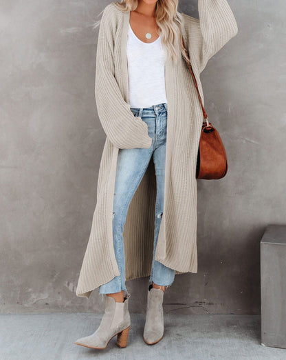 Open Front Slit Duster Cardigan