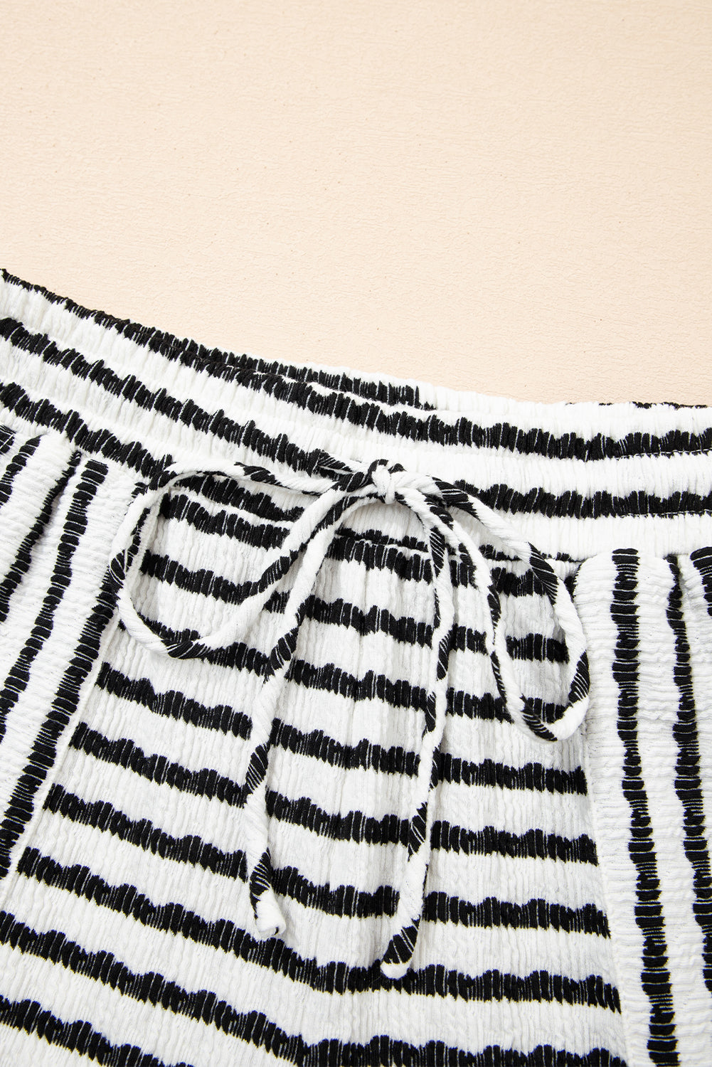 Stripe Knitted Top & Drawstring Shorts Set