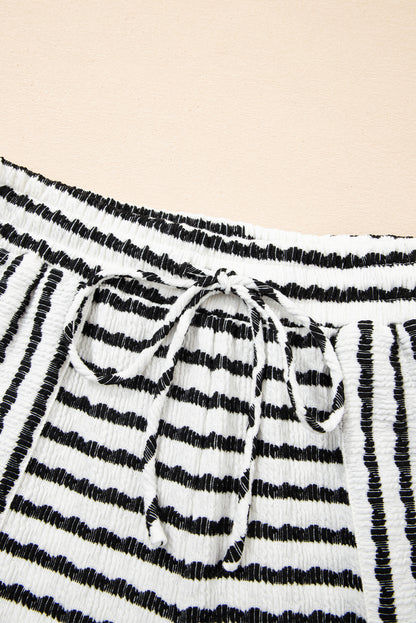 Stripe Knitted Top & Drawstring Shorts Set