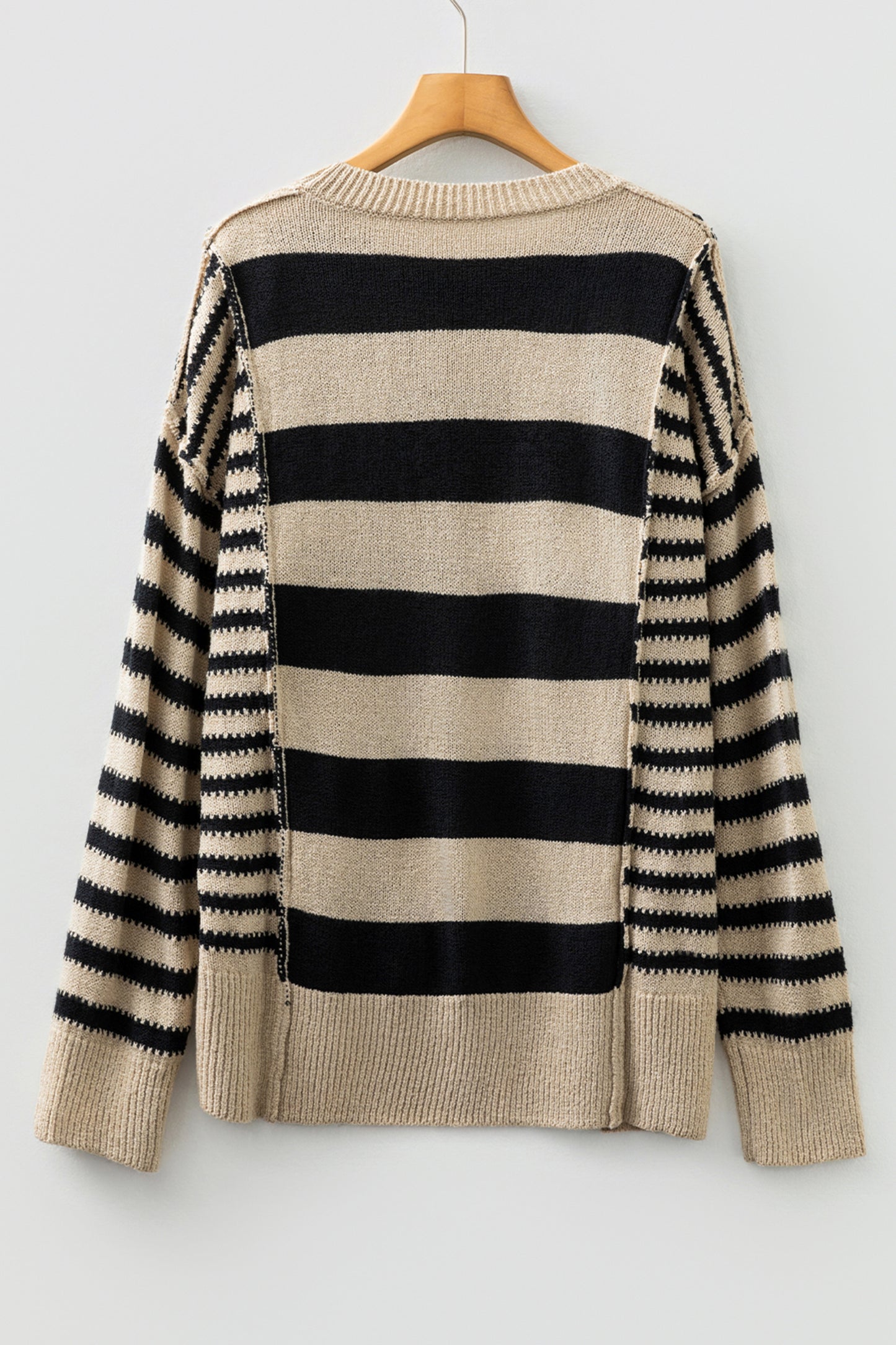 Stripe Patchwork Drop Shoulder Sleeve Sweater