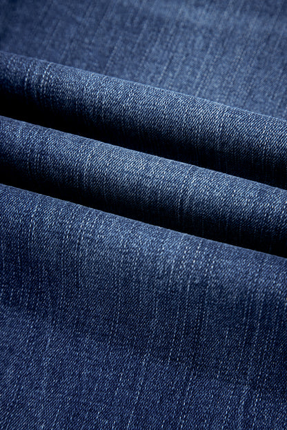 Solid Mineral Wash Raw Hem Flared Jeans