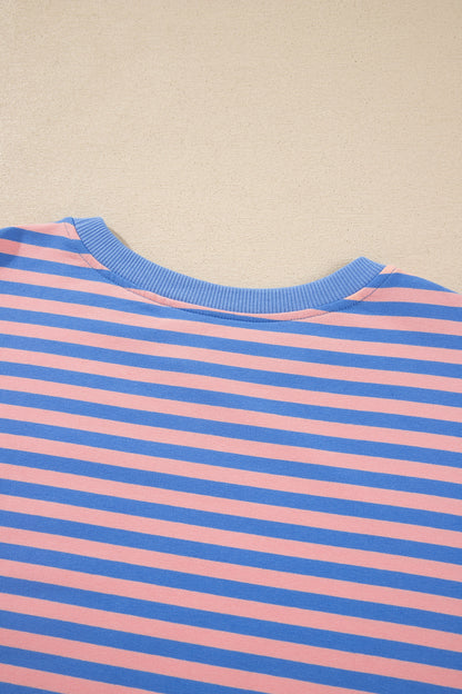 Stripe Long Sleeve Pullover & Drawstring Skort Set