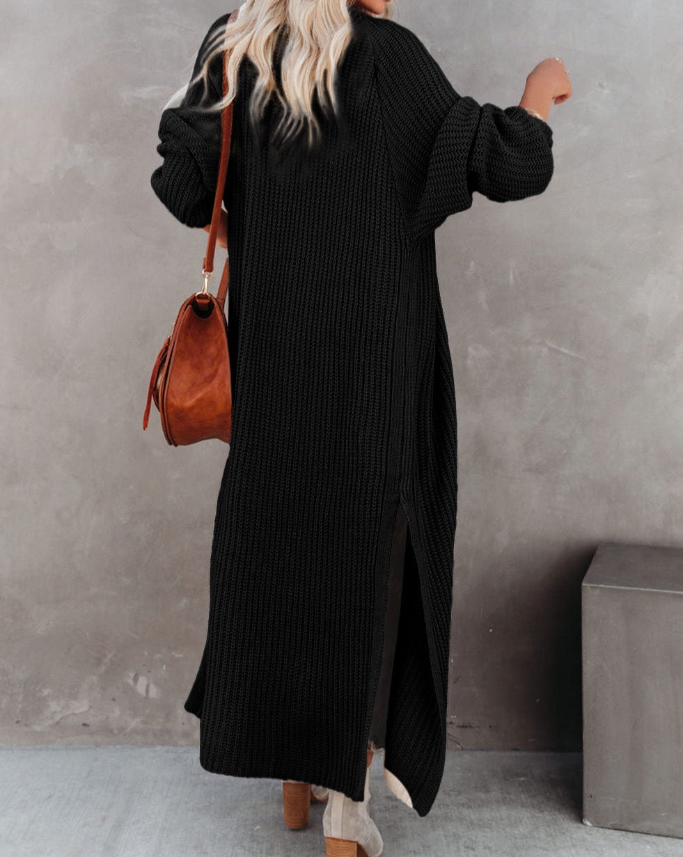 Open Front Slit Duster Cardigan