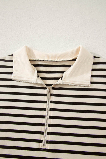 Stripe Colorblock Zip Polo & Drawstring Shorts Set