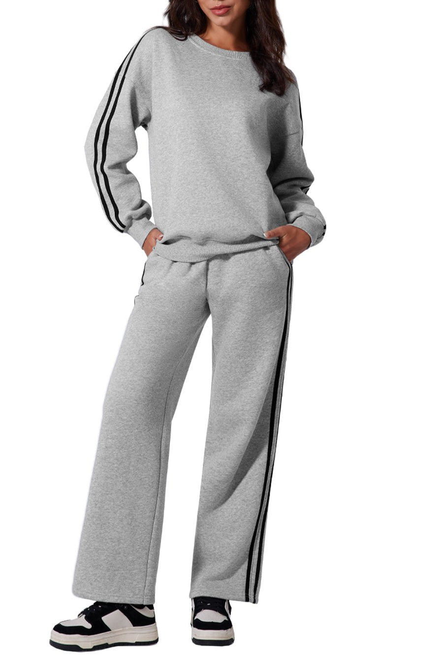 Side Stripe Sweatshirt and Pant Set