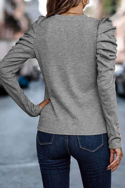 Buttoned Puff Long Sleeve Top