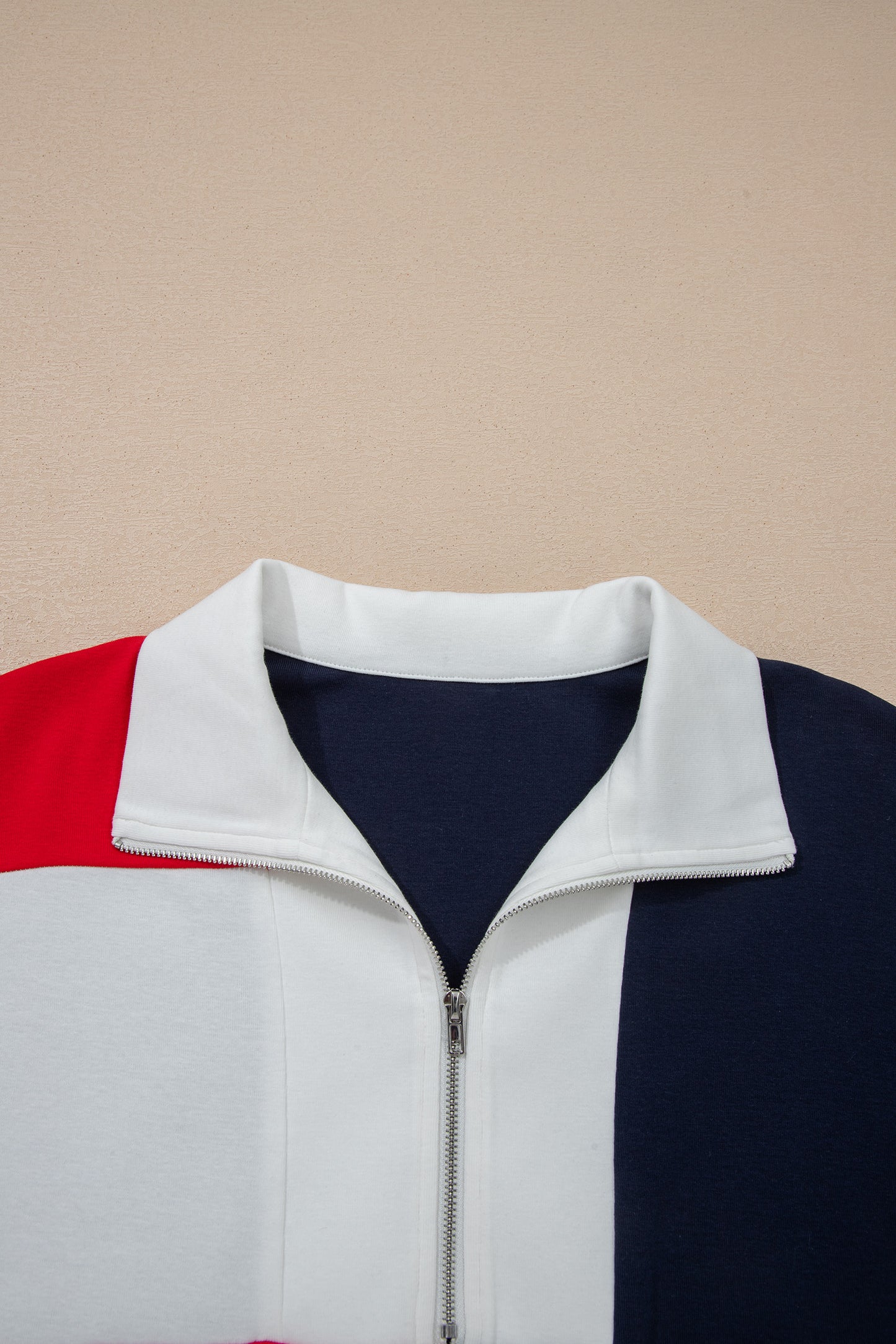 Americana Colorblock Stripe Zip Collar Mini Dress