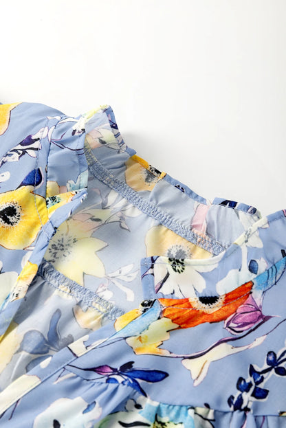 Floral Flutter Sleeve V-Neck Top