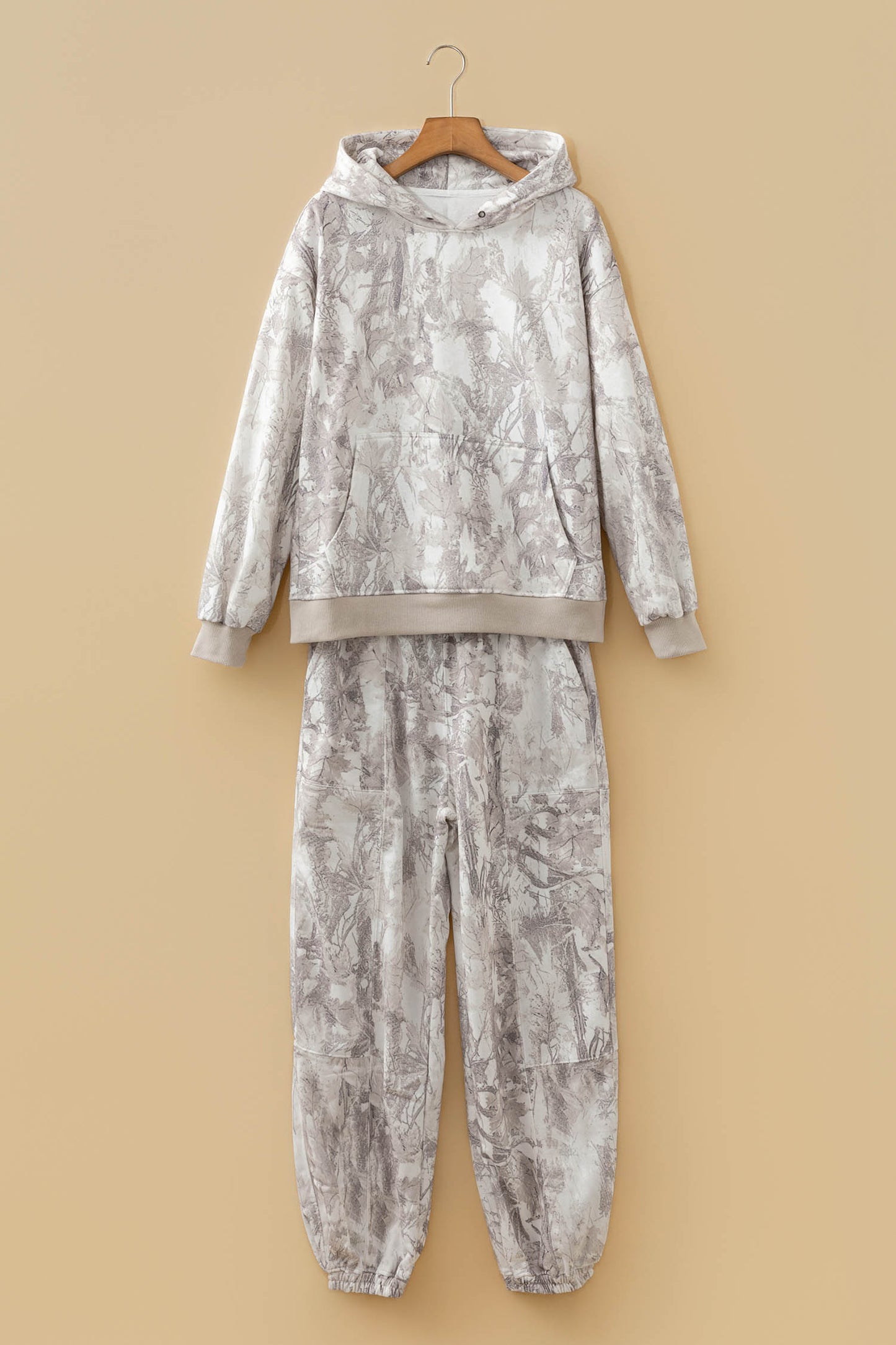 Camo Drop Shoulder Hoodie & Sweatpants Set