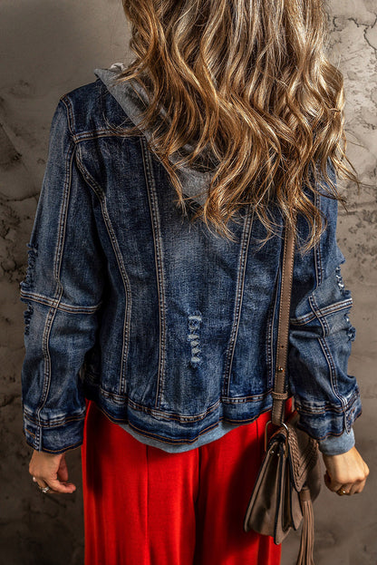 Denim Zip-Up Hooded Jacket