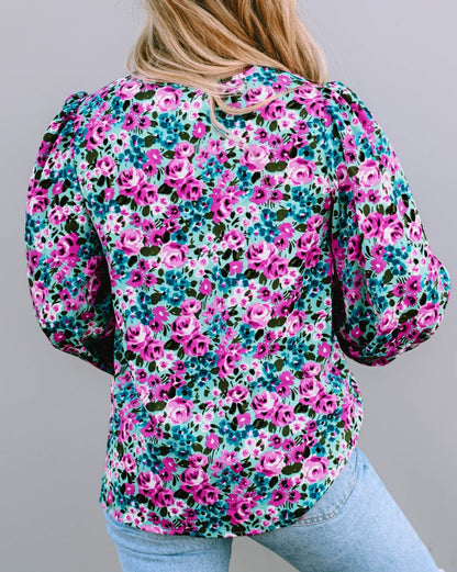 Floral Long Sleeve V-Neck Blouse