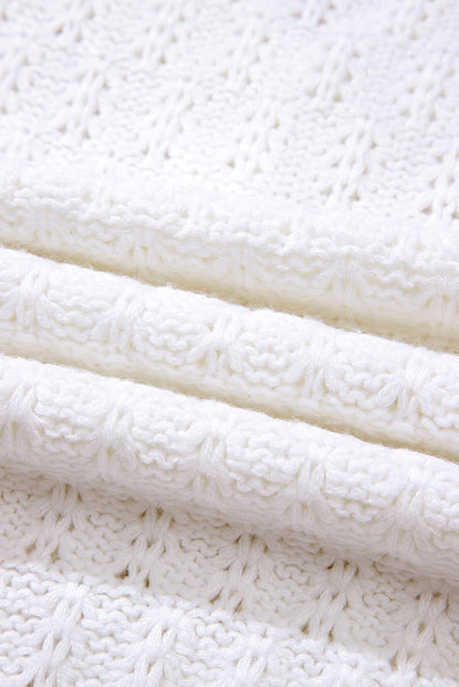 Textured Knit Ribbed Edge V-Neck Sweater