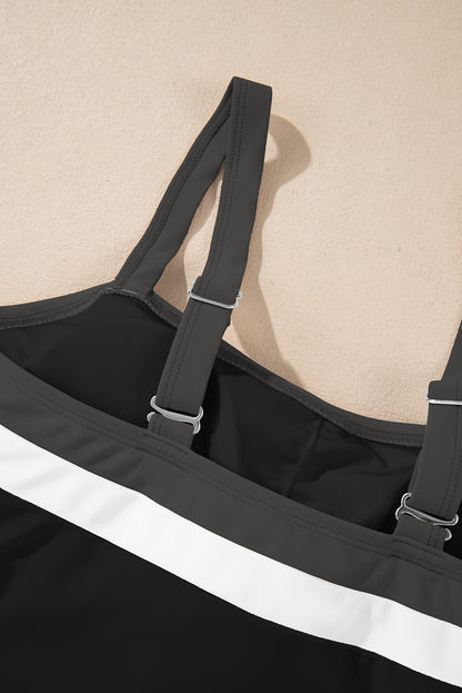 Colorblock Square Neckline One-Piece Swimsuit