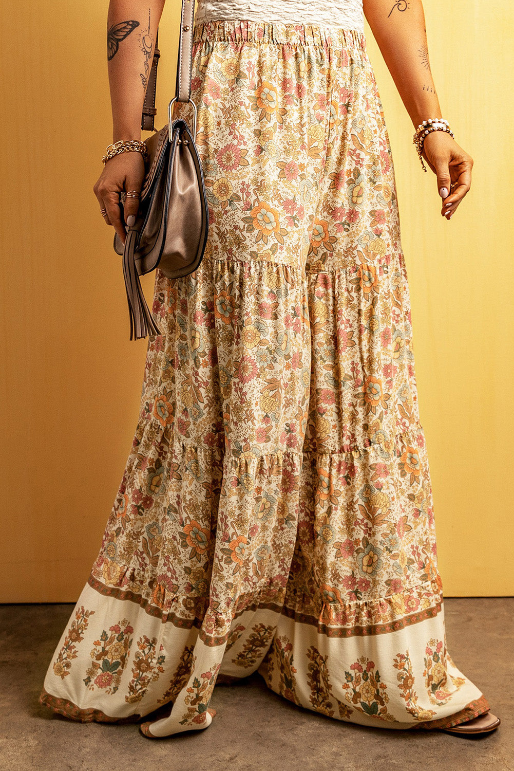 Floral Tiered Wide Leg Pants