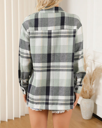 Plaid Chest Pocket Buttoned Shirt