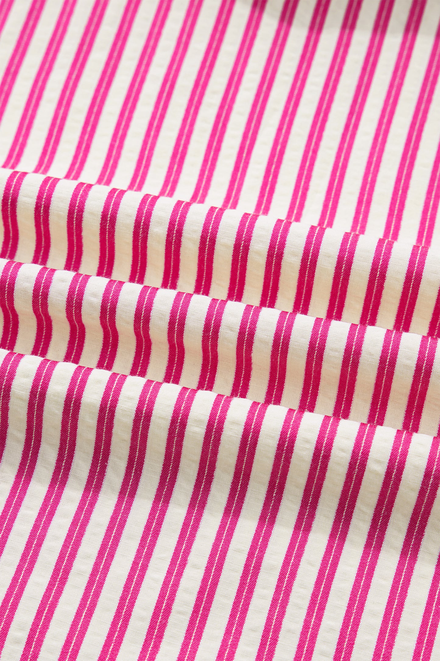 Stripe Smocked Yoke Short Sleeve Ruffle Blouse