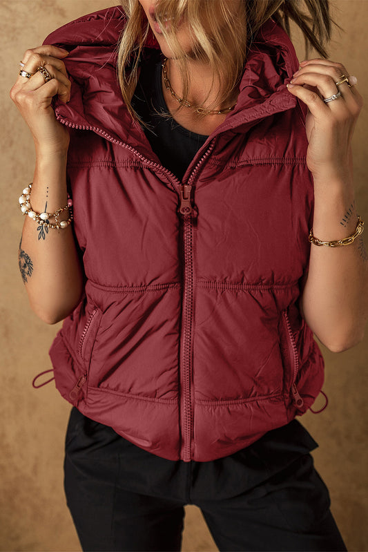 Zip-Up Hooded Puffer Vest