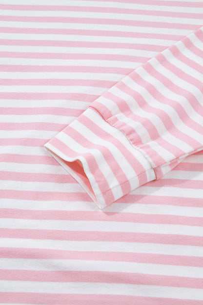 Stripe Drop Shoulder Top & Buttoned Pants Set