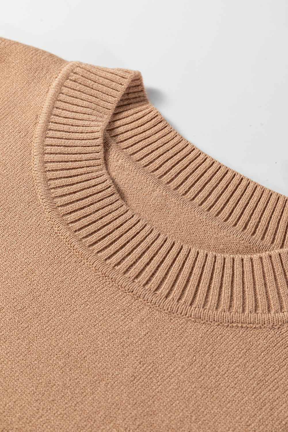 Solid Knit Short Puff Sleeve Sweater