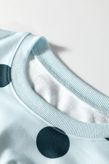 Polka Dot Pullover and Drawstring Shorts Set