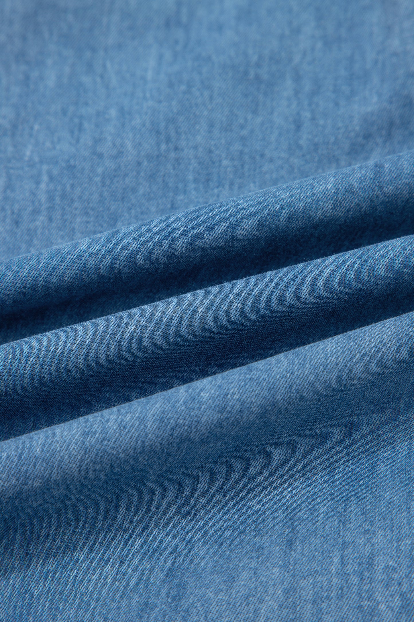 Denim Chambray Ruffle Hem Wide Leg Pants