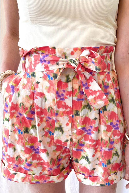 Abstract Floral High Waist Shorts