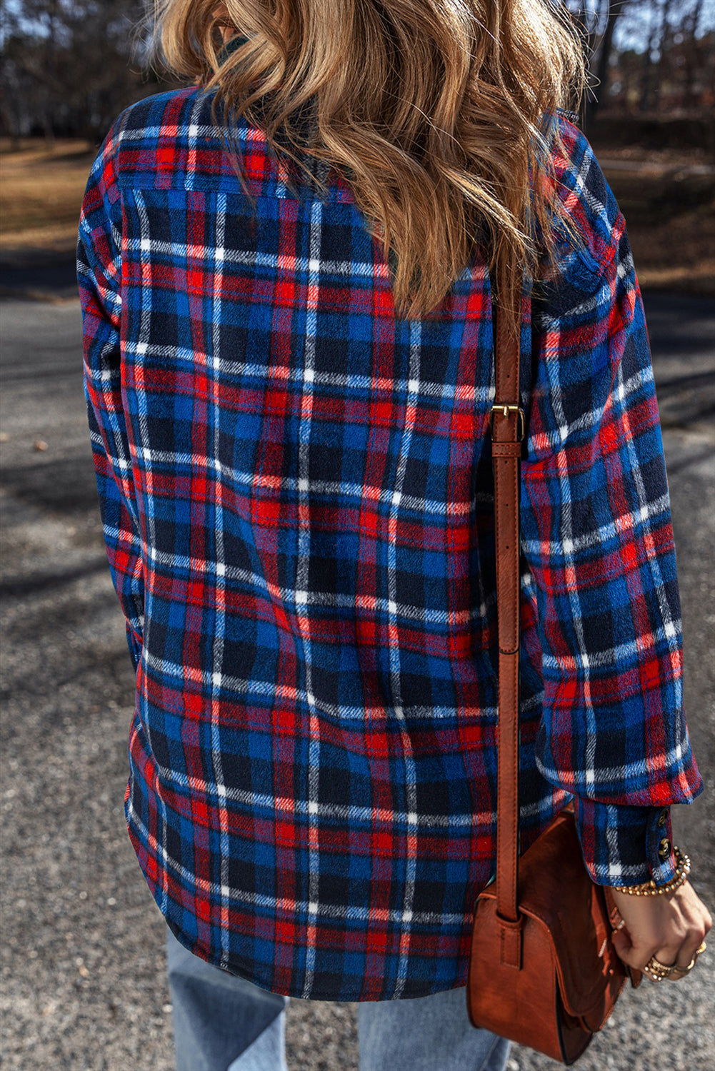 Plaid Flap Pocket Buttoned Shacket