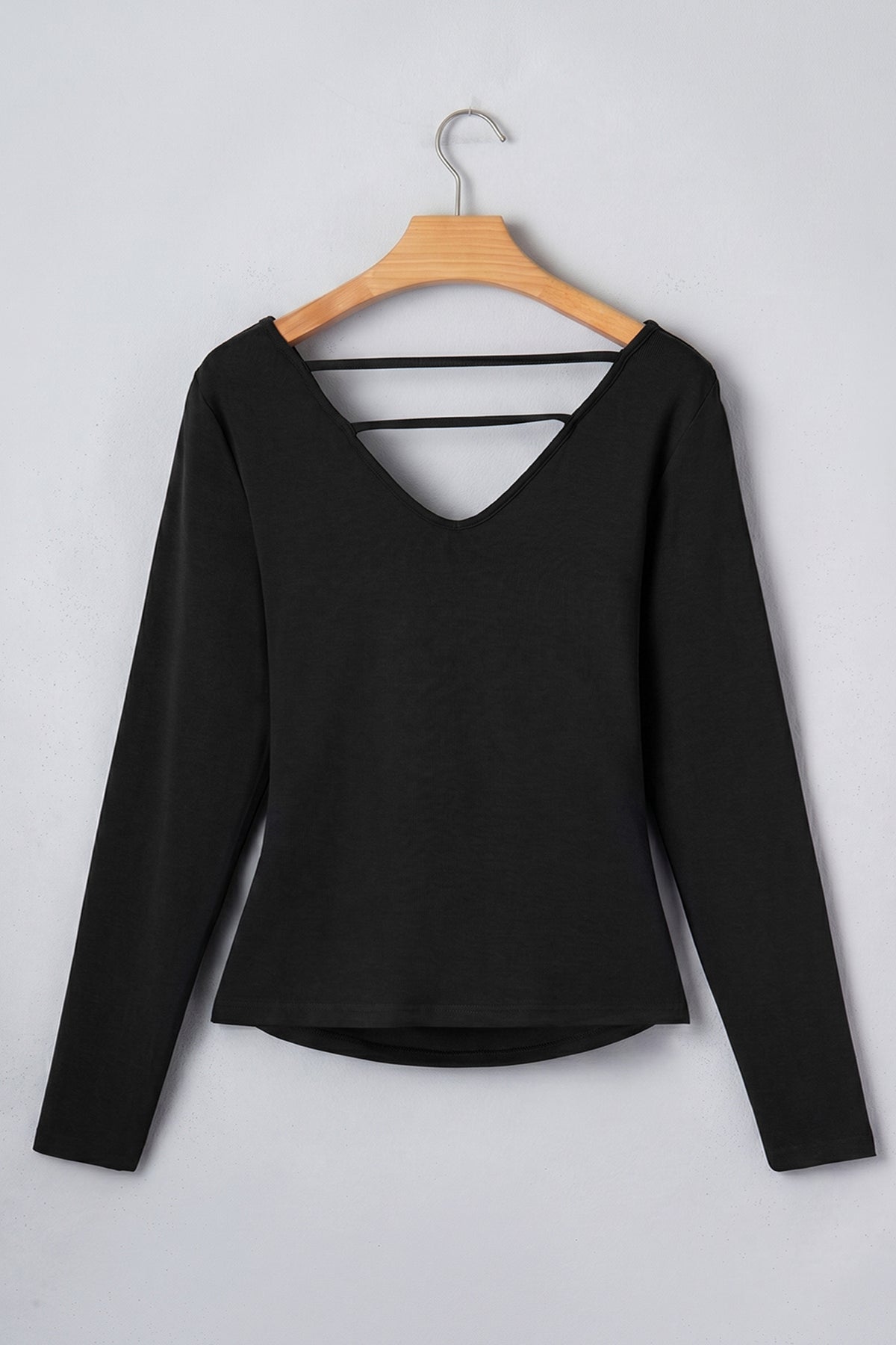 Solid Cowl Neck Ribbed Knit Long Sleeve Top