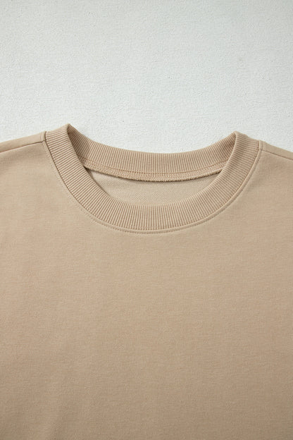 Solid Tee & Wide Leg Raw Hem Pants Set